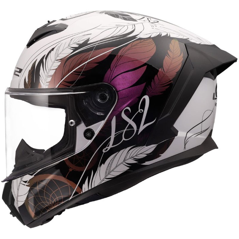 Κράνος μοτοσικλέτας full face LS2 FF820 Rapid III Boho γυαλιστερό λευκό-μαύρο-ροζ
