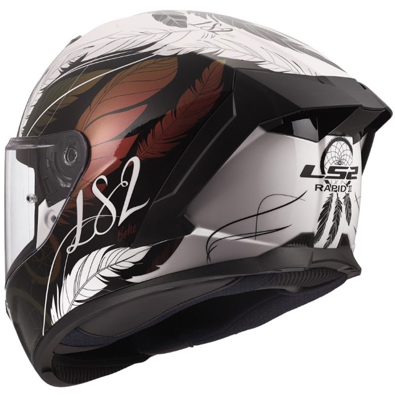 Κράνος μοτοσικλέτας full face LS2 FF820 Rapid III Boho γυαλιστερό λευκό-μαύρο-ροζ