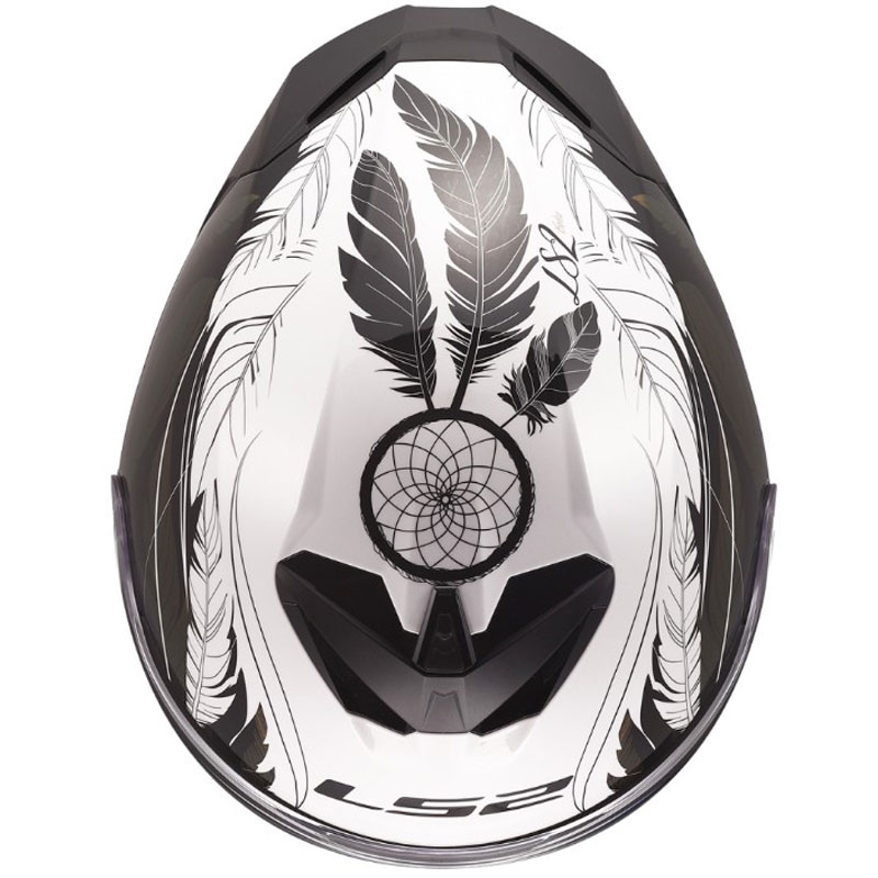 Κράνος μοτοσικλέτας full face LS2 FF820 Rapid III Boho γυαλιστερό λευκό-μαύρο-ροζ