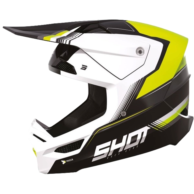 Παιδικό κράνος motocross Shot Race Tracer λευκό-μαύρο-φλούο κίτρινο προσφορά