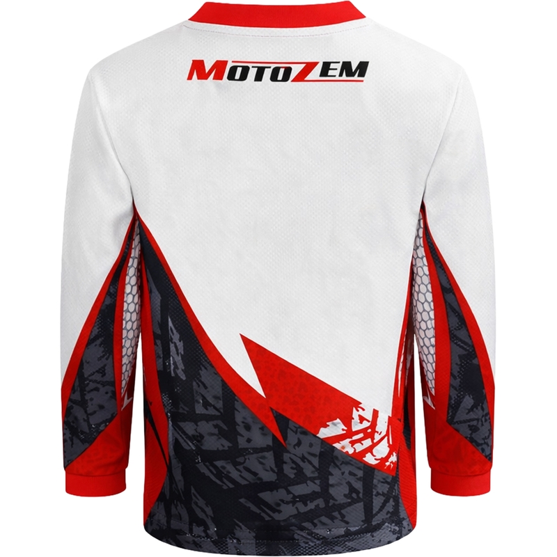Παιδική φανέλα motocross MotoZem Ground MX λευκή-μαύρη-κόκκινη
