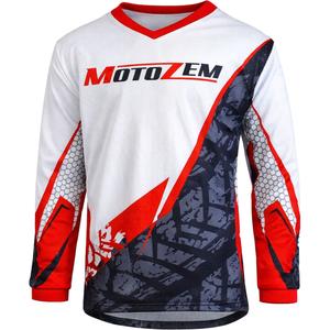 Παιδική φανέλα motocross MotoZem Ground MX λευκή-μαύρη-κόκκινη