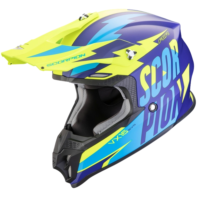 Κράνος Motocross Scorpion VX-16 EVO AIR Slanter ματ μπλε-κίτρινο φλούο προσφορά