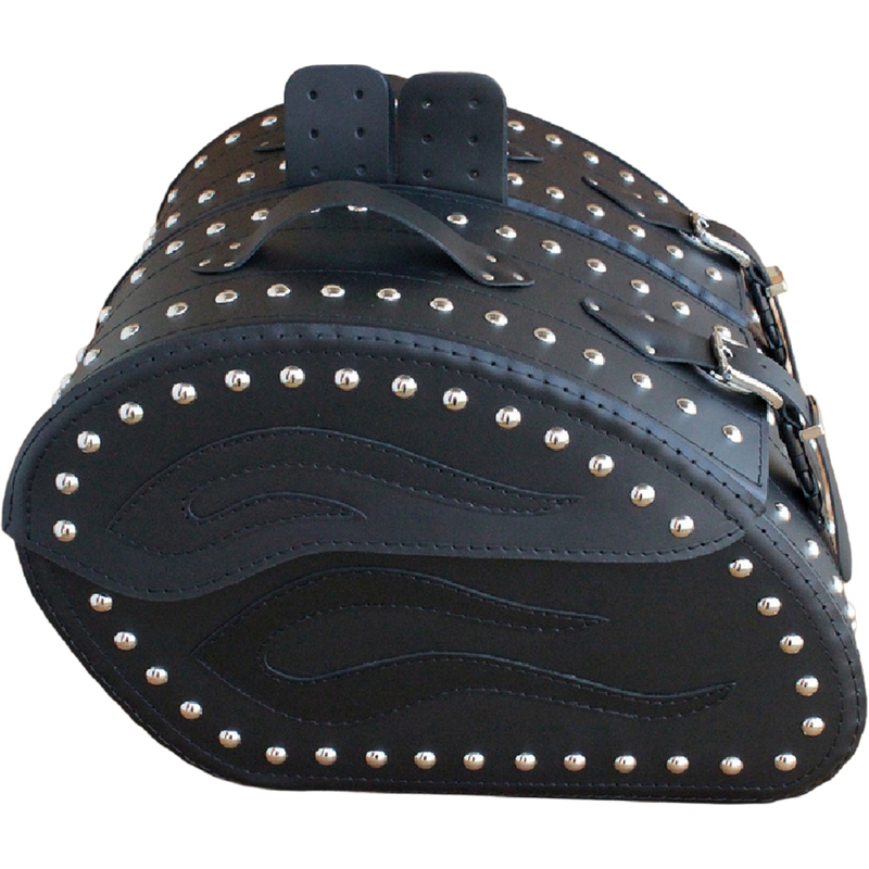 Δερμάτινες τσάντες σέλας μοτοσικλέτας με πριτσίνια RSA S263B μαύρες