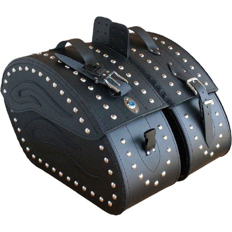 Δερμάτινες τσάντες σέλας μοτοσικλέτας με πριτσίνια RSA S263B μαύρες