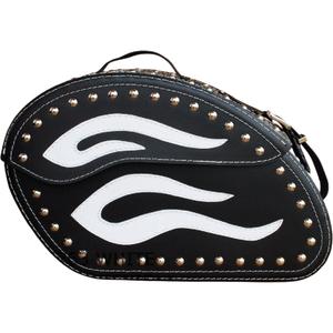 Δερμάτινες τσάντες σέλας μοτοσικλέτας με πριτσίνια RSA S263B ασπρόμαυρες