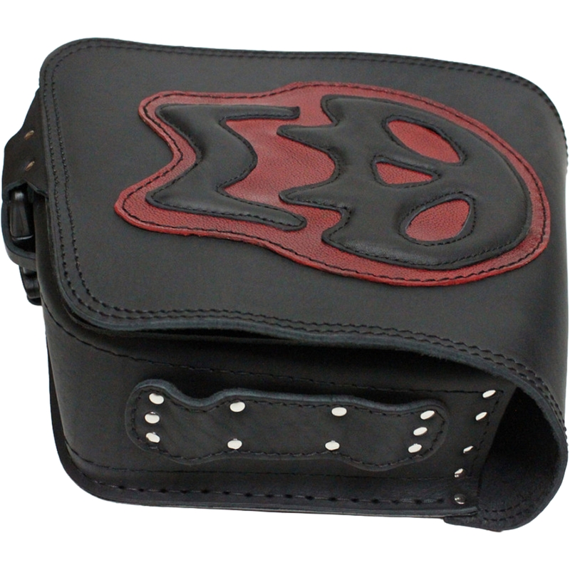 Δερμάτινη τσάντα μοτοσικλέτας RSA S493 Skull HD Softail μαύρο-κόκκινο