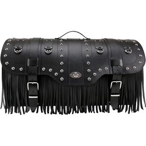 Δερμάτινη θήκη μοτοσικλέτας με κλειδαριά, πριτσίνια και κρόσσια RSA K160 μαύρη