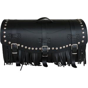 Δερμάτινη θήκη μοτοσικλέτας με κλειδαριά, πριτσίνια και κρόσσια RSA K461 μαύρη