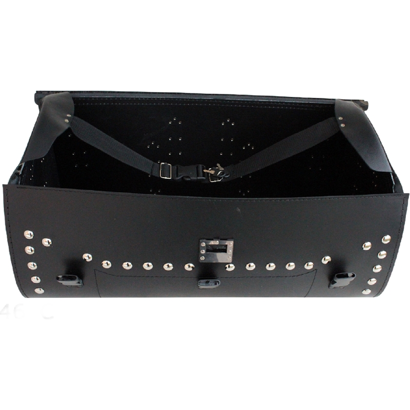 Δερμάτινη θήκη μοτοσικλέτας με κλειδαριά, πριτσίνια και κρόσσια RSA K461 μαύρη