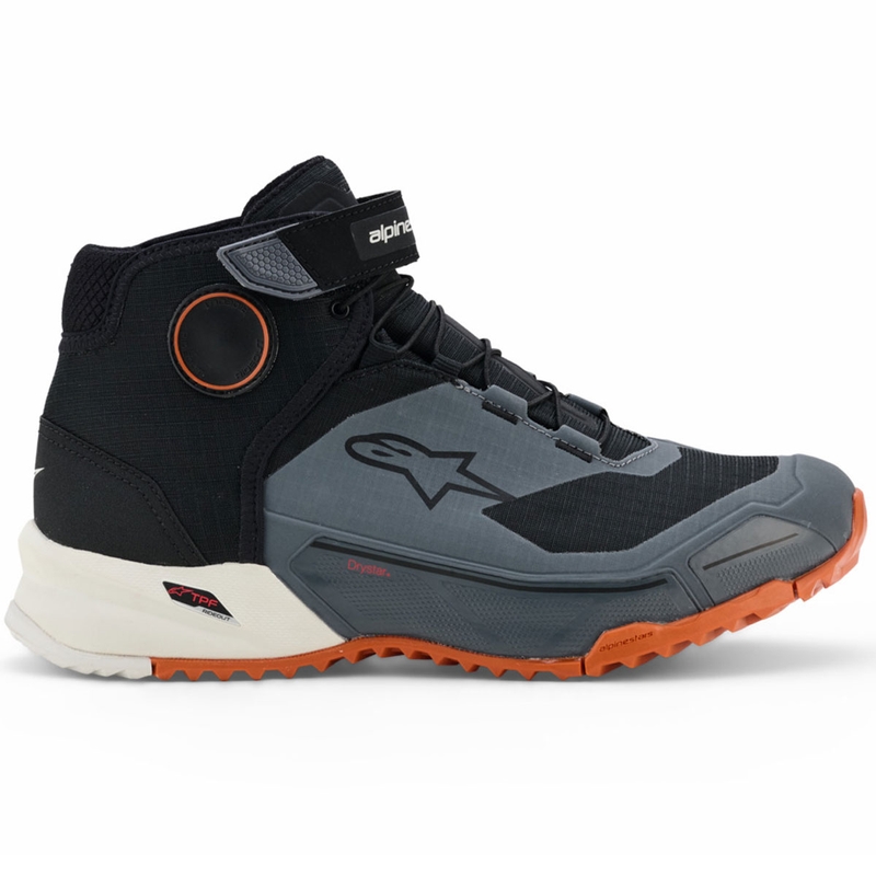 Μπότες μοτοσικλέτας Alpinestars CR-X Drystar μαύρο-σκούρο γκρι-πορτοκαλί