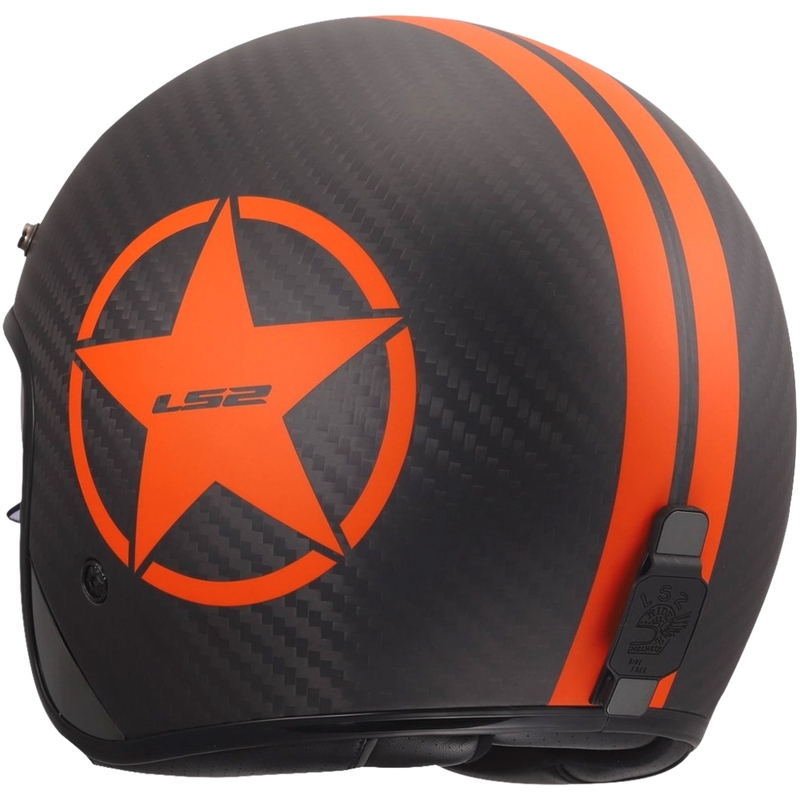 Κράνος μοτοσικλέτας ανοιχτού τύπου LS2 OF601 Bob II Carbon Star ματ πορτοκαλί