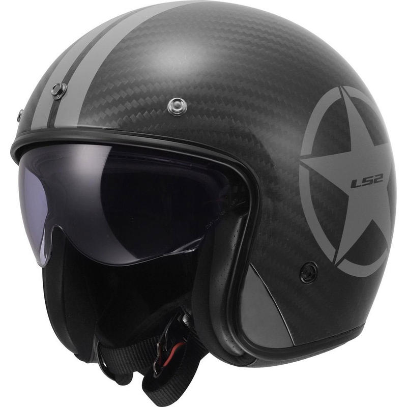 Κράνος μοτοσικλέτας ανοιχτού τύπου LS2 OF601 Bob II Carbon Star γυαλιστερό γκρι