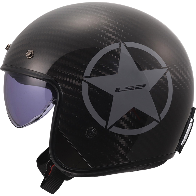 Κράνος μοτοσικλέτας ανοιχτού τύπου LS2 OF601 Bob II Carbon Star γυαλιστερό γκρι