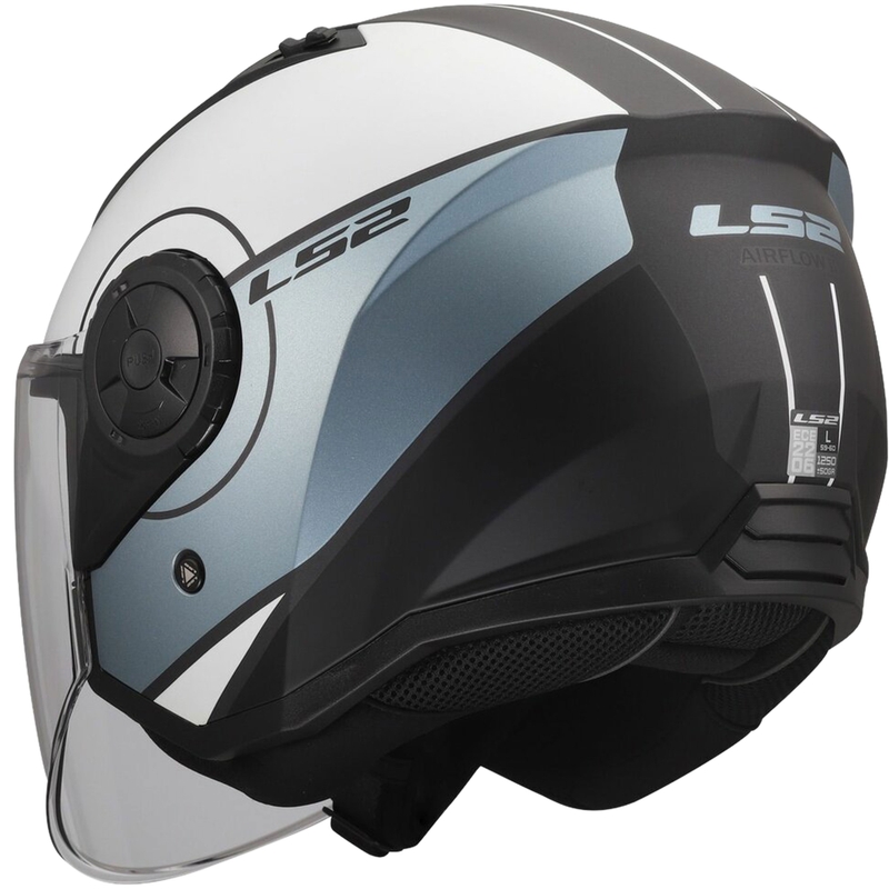 Κράνος μοτοσικλέτας ανοιχτού τύπου LS2 OF616 Airflow II Cover ματ γκρι-μπλε