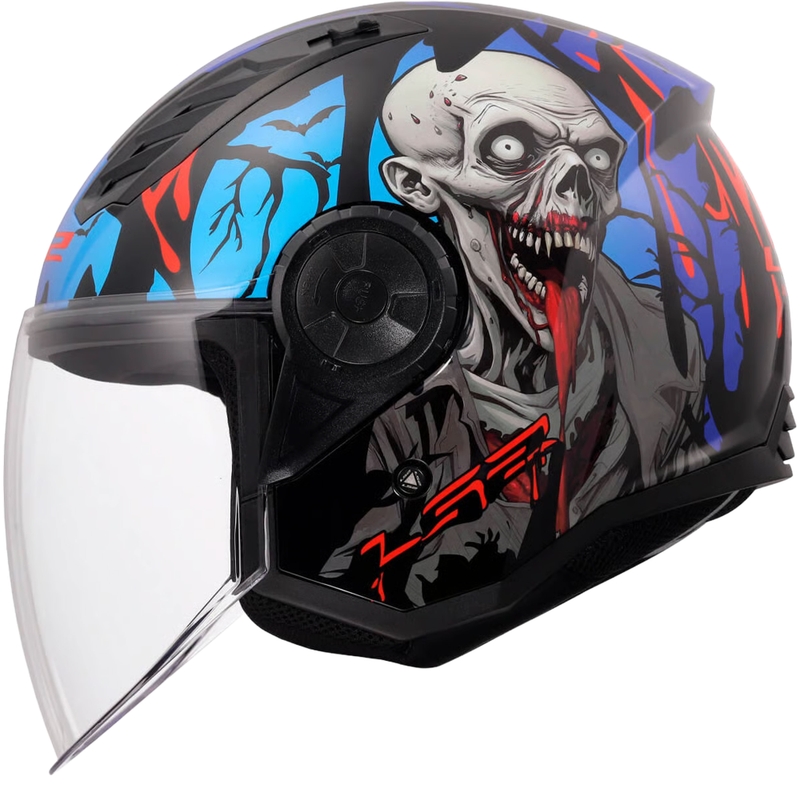 Κράνος μοτοσικλέτας ανοιχτού τύπου LS2 OF616 Airflow II Zombie γυαλιστερό μαύρο-κόκκινο-μπλε