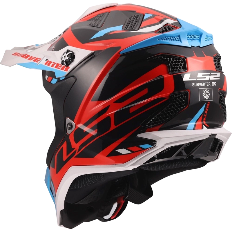 Κράνος Motocross LS2 MX700 Subverter Evo II Stomp γυαλιστερό λευκό-μπλε-κόκκινο