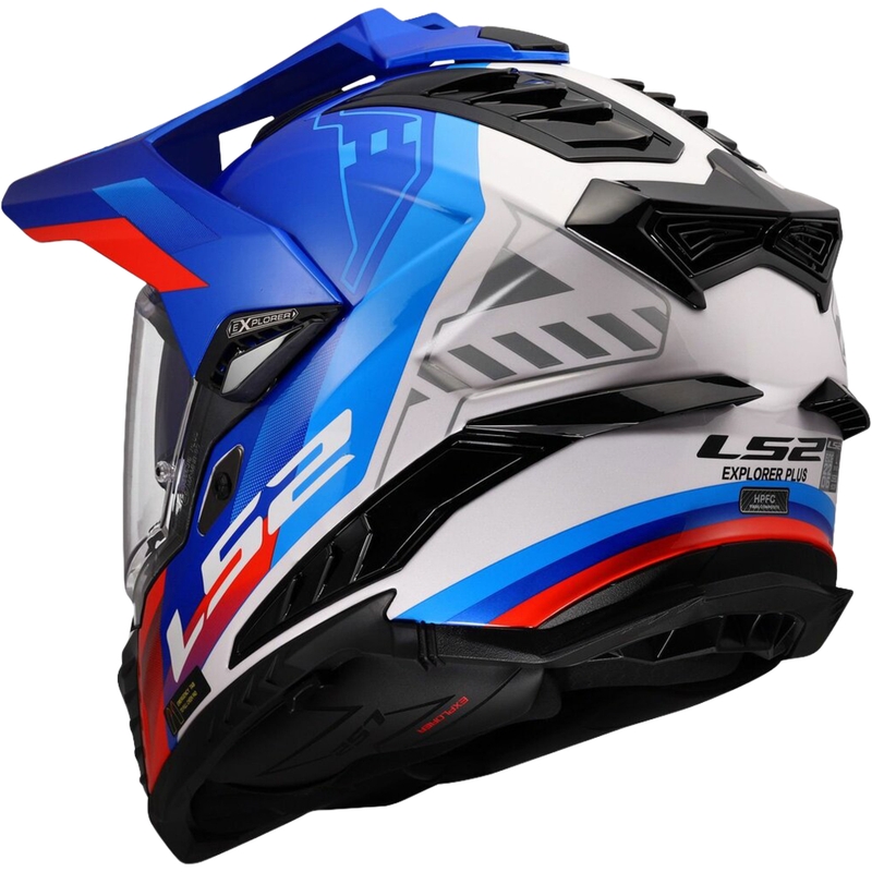 Κράνος Enduro LS2 MX701 Explorer Hexa γυαλιστερό λευκό-μπλε-κόκκινο