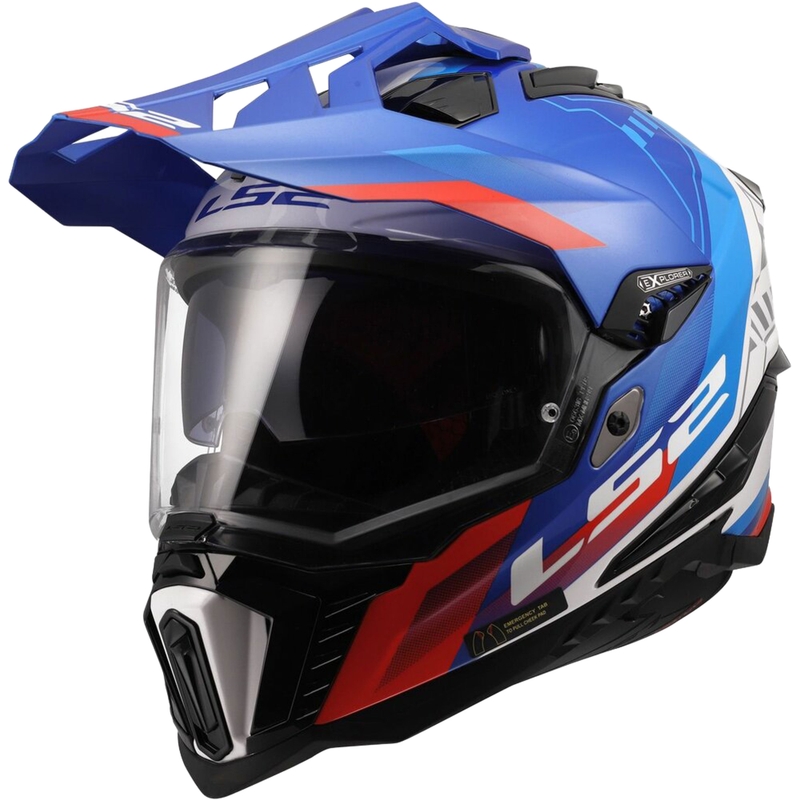 Κράνος Enduro LS2 MX701 Explorer Hexa γυαλιστερό λευκό-μπλε-κόκκινο
