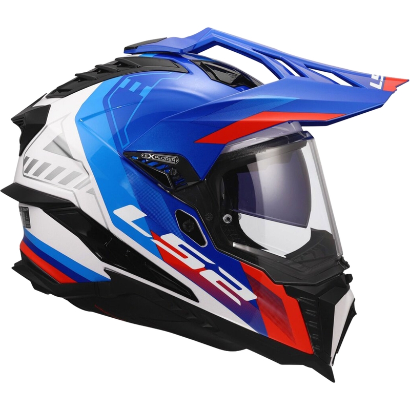 Κράνος Enduro LS2 MX701 Explorer Hexa γυαλιστερό λευκό-μπλε-κόκκινο