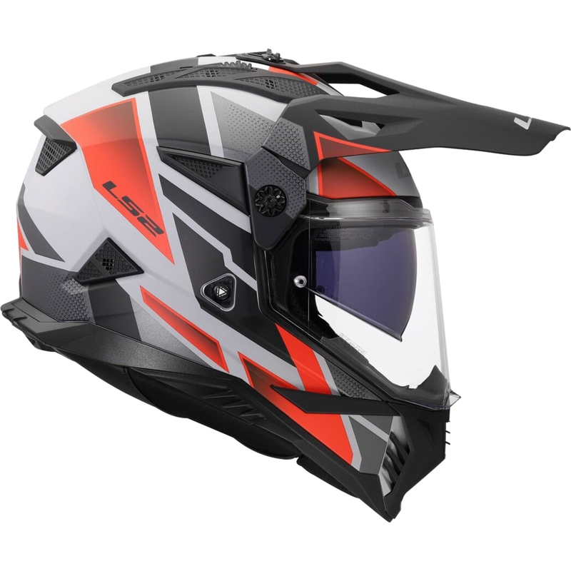 Κράνος μοτοσικλέτας Enduro LS2 MX702 Pioneer II Block ματ γκρι-κόκκινο