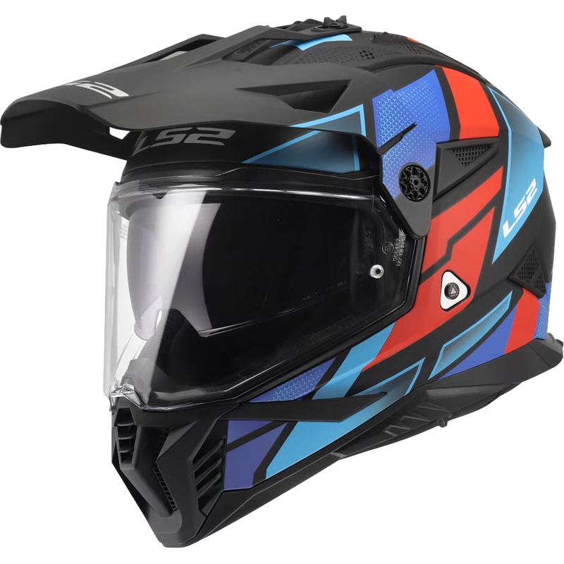 Κράνος μοτοσικλέτας Enduro LS2 MX702 Pioneer II Block ματ μαύρο-κόκκινο-μπλε