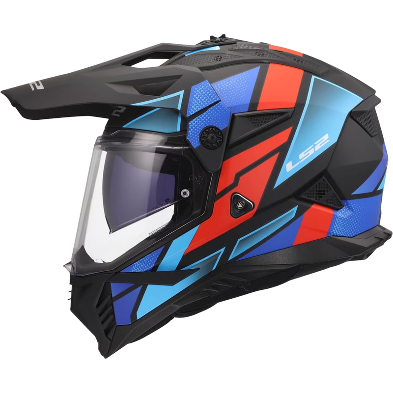 Κράνος μοτοσικλέτας Enduro LS2 MX702 Pioneer II Block ματ μαύρο-κόκκινο-μπλε