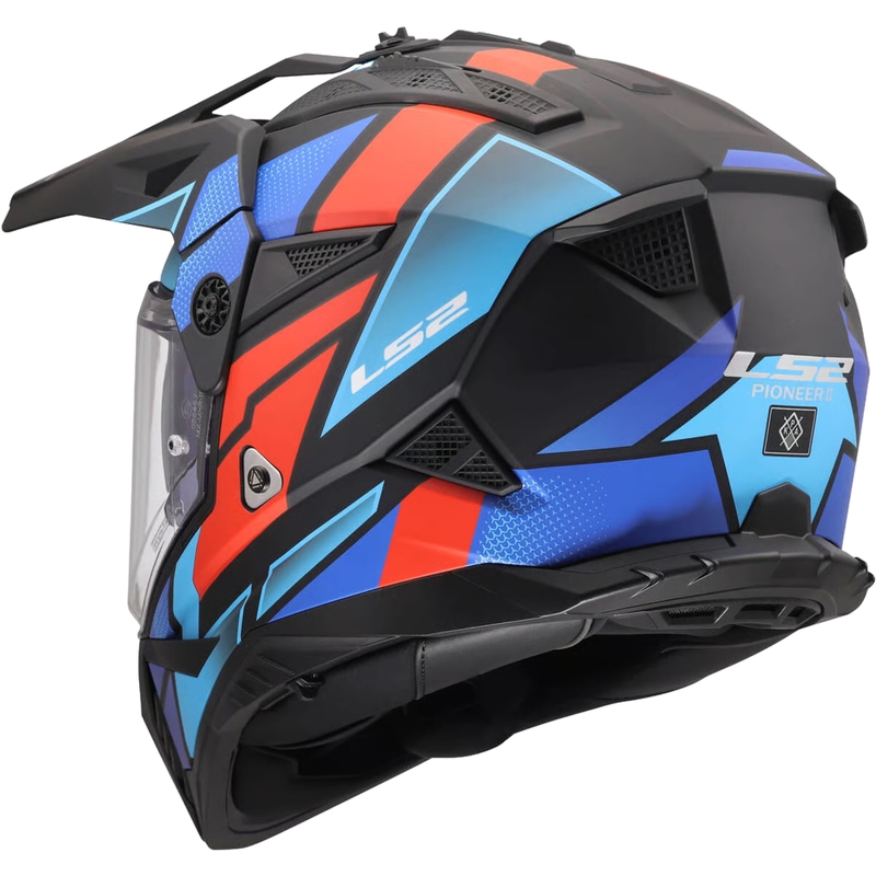 Κράνος μοτοσικλέτας Enduro LS2 MX702 Pioneer II Block ματ μαύρο-κόκκινο-μπλε