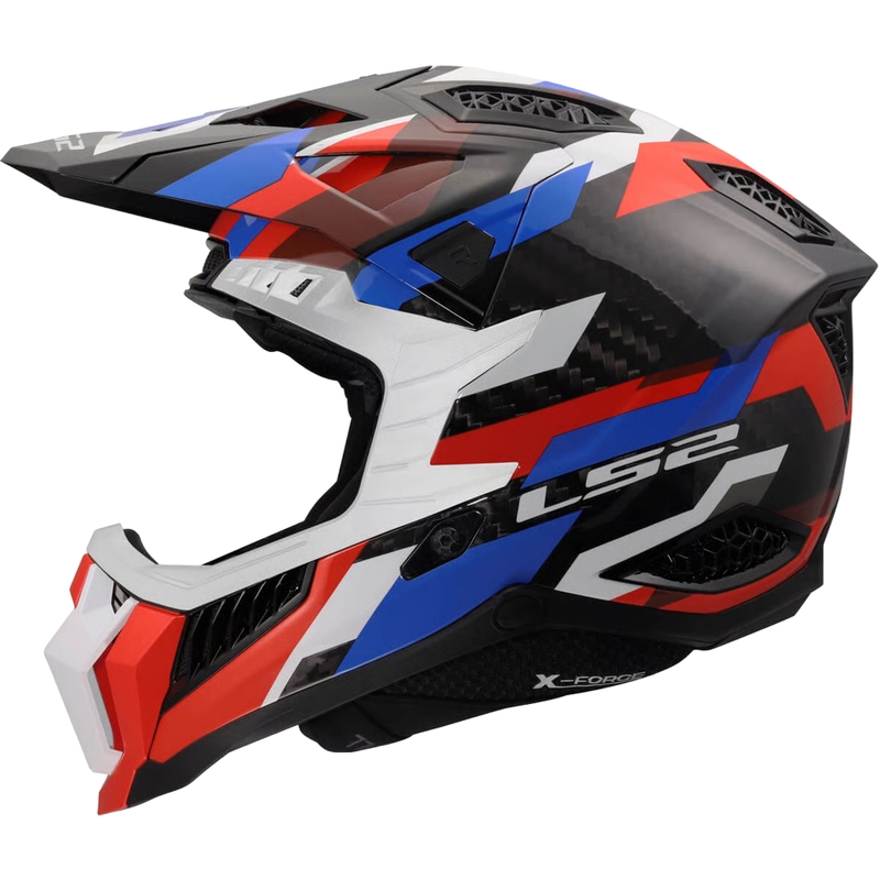 Κράνος Motocross LS2 MX703 X-Force Phantom γυαλιστερό λευκό-μπλε-κόκκινο