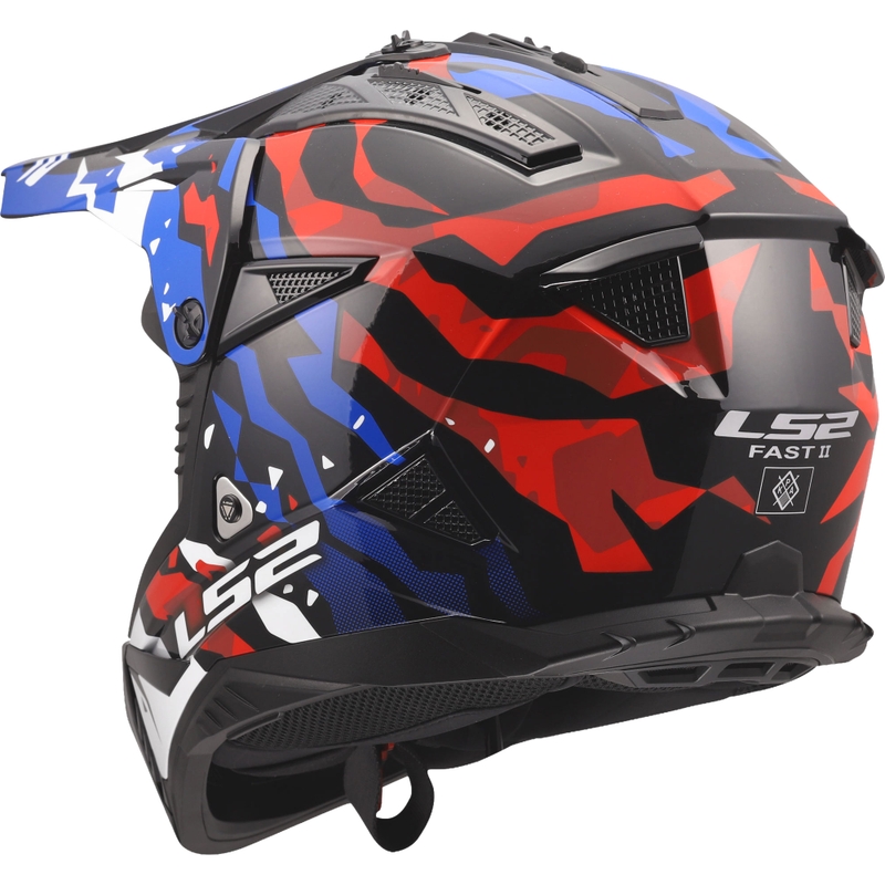 Κράνος Motocross LS2 MX708 Fast II Grotesk γυαλιστερό λευκό-μπλε-κόκκινο