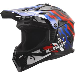Κράνος Motocross LS2 MX708 Fast II Grotesk γυαλιστερό λευκό-μπλε-κόκκινο