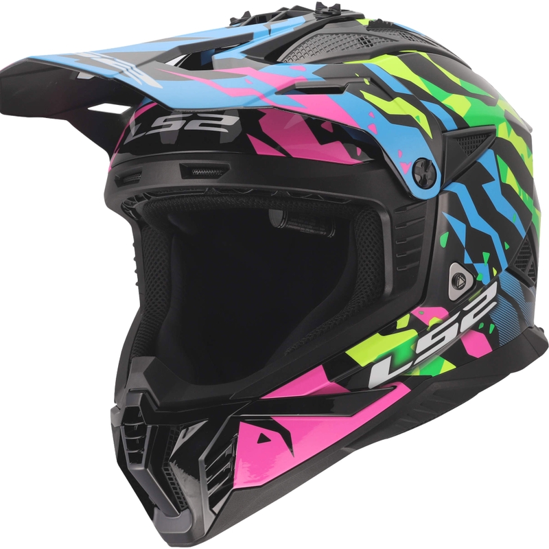 Κράνος Motocross LS2 MX708 Fast II Grotesk γυαλιστερό μπλε-ροζ-πράσινο