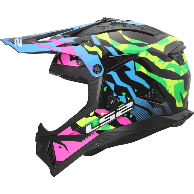 Κράνος Motocross LS2 MX708 Fast II Grotesk γυαλιστερό μπλε-ροζ-πράσινο