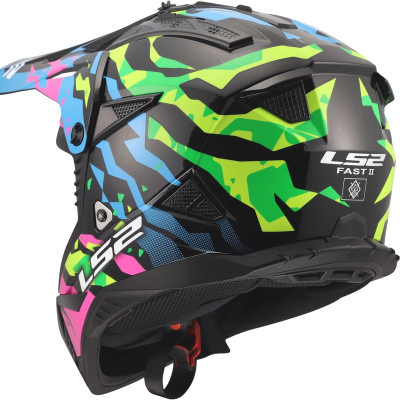 Κράνος Motocross LS2 MX708 Fast II Grotesk γυαλιστερό μπλε-ροζ-πράσινο
