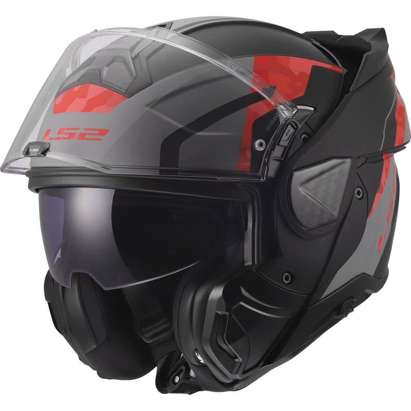 Κράνος μοτοσικλέτας με αναδιπλούμενο άνοιγμα LS2 FF910 Advant II Glide ματ μαύρο-γκρι-κόκκινο