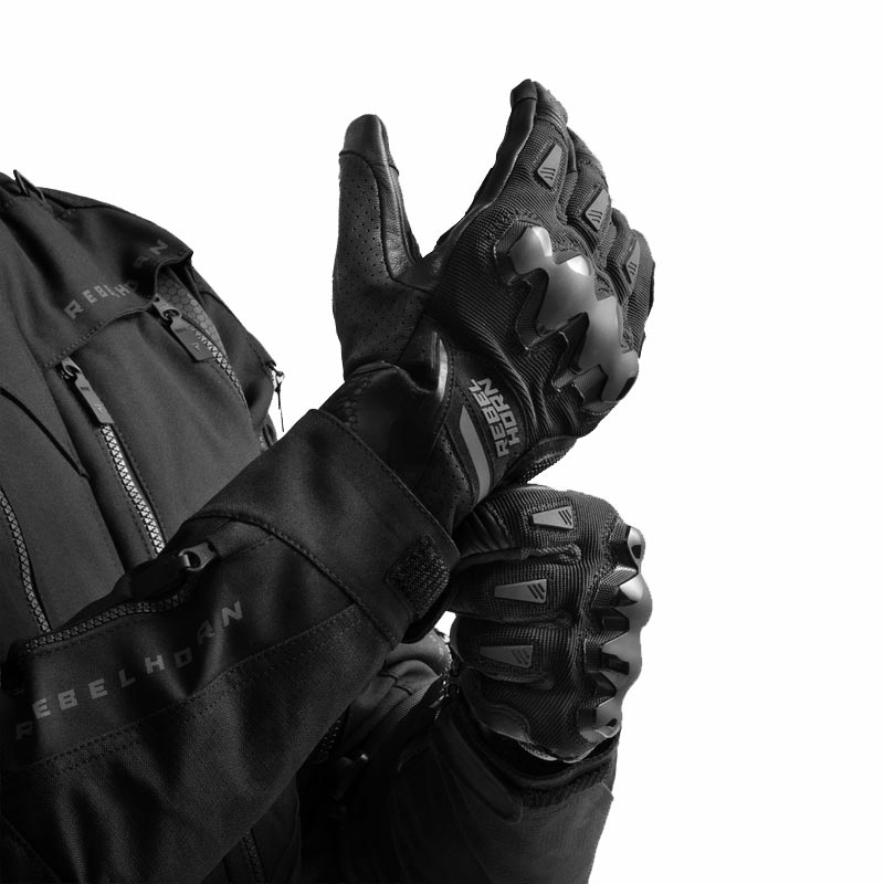 Γάντια μοτοσικλέτας Rebelhorn Defender μαύρα