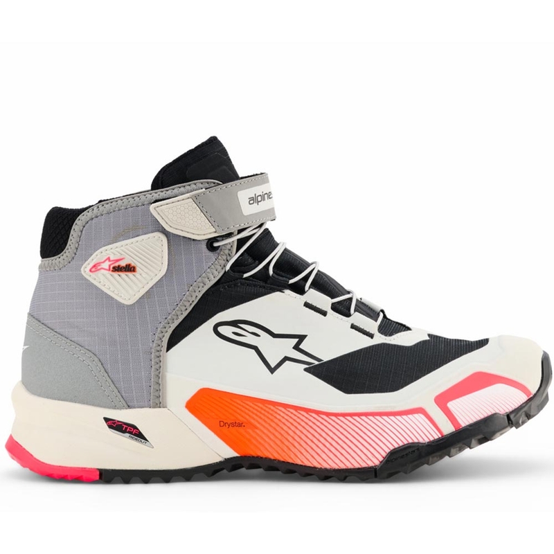 Γυναικείες Μπότες Μοτοσικλέτας Alpinestars Stella CR-X Drystar Λευκό-Ανοιχτό Γκρι-Μαύρο-Φθορίζον Ροζ