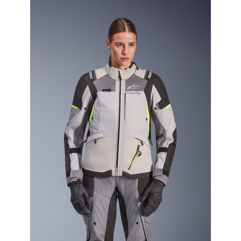 Γυναικείο Μπουφάν Μοτοσικλέτας Alpinestars Stella Andes V4 Drystar Σκούρο Γκρι-Ανοιχτό Γκρι-Μαύρο-Φθορίζον Κίτρινο