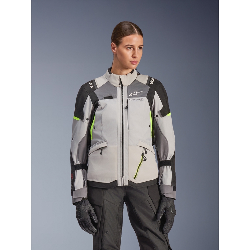 Γυναικείο Μπουφάν Μοτοσικλέτας Alpinestars Stella Andes V4 Drystar Σκούρο Γκρι-Ανοιχτό Γκρι-Μαύρο-Φθορίζον Κίτρινο