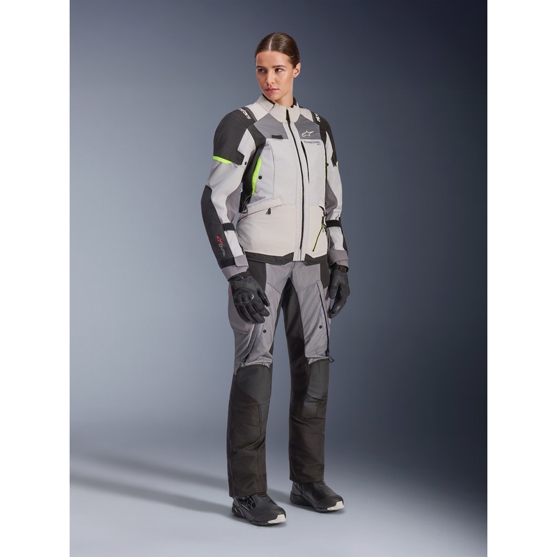 Γυναικείο Μπουφάν Μοτοσικλέτας Alpinestars Stella Andes V4 Drystar Σκούρο Γκρι-Ανοιχτό Γκρι-Μαύρο-Φθορίζον Κίτρινο