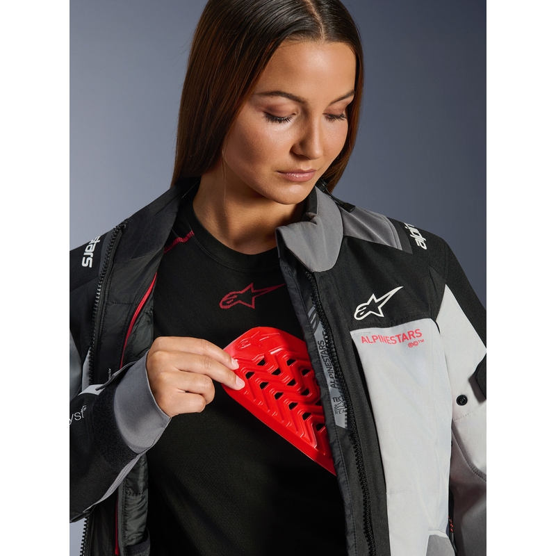 Γυναικείο Μπουφάν Μοτοσικλέτας Alpinestars Stella Andes V4 Drystar Σκούρο Γκρι-Ανοιχτό Γκρι-Μαύρο-Κόκκινο