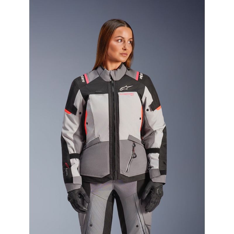 Γυναικείο Μπουφάν Μοτοσικλέτας Alpinestars Stella Andes V4 Drystar Σκούρο Γκρι-Ανοιχτό Γκρι-Μαύρο-Κόκκινο