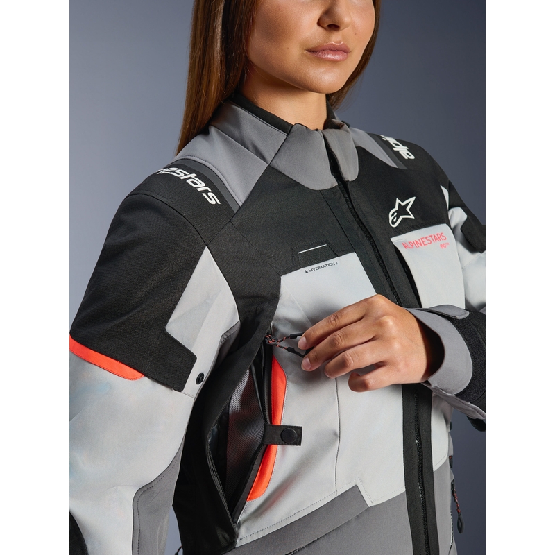 Γυναικείο Μπουφάν Μοτοσικλέτας Alpinestars Stella Andes V4 Drystar Σκούρο Γκρι-Ανοιχτό Γκρι-Μαύρο-Κόκκινο