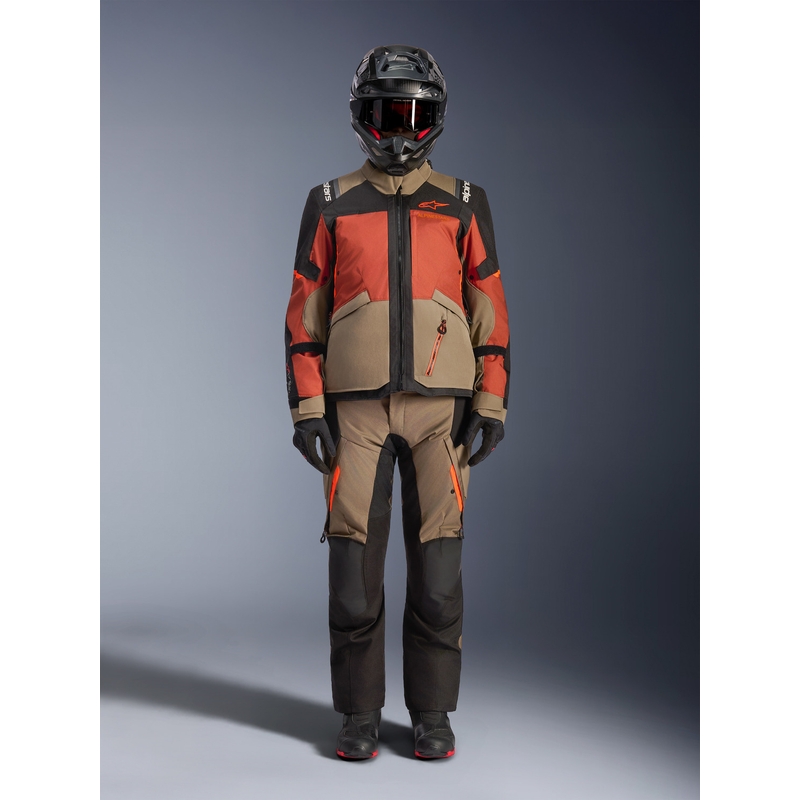 Μπουφάν μοτοσικλέτας Alpinestars Andes V4 Drystar ανοιχτό καφέ-σκούρο πορτοκαλί-μαύρο