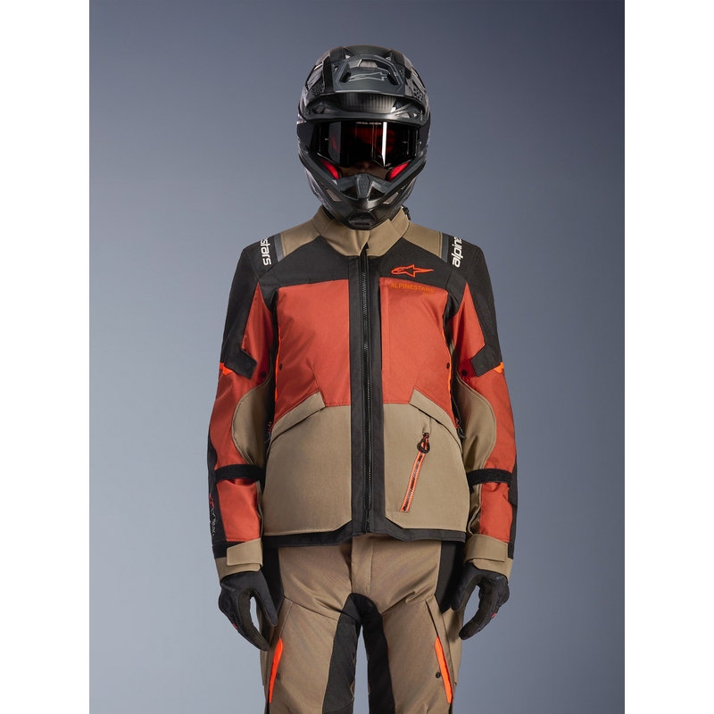Μπουφάν μοτοσικλέτας Alpinestars Andes V4 Drystar ανοιχτό καφέ-σκούρο πορτοκαλί-μαύρο
