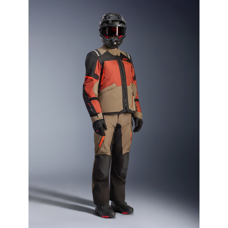 Μπουφάν μοτοσικλέτας Alpinestars Andes V4 Drystar ανοιχτό καφέ-σκούρο πορτοκαλί-μαύρο