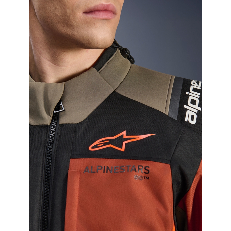 Μπουφάν μοτοσικλέτας Alpinestars Andes V4 Drystar ανοιχτό καφέ-σκούρο πορτοκαλί-μαύρο