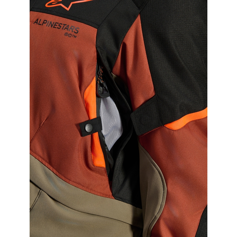 Μπουφάν μοτοσικλέτας Alpinestars Andes V4 Drystar ανοιχτό καφέ-σκούρο πορτοκαλί-μαύρο