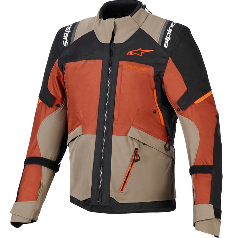 Μπουφάν μοτοσικλέτας Alpinestars Andes V4 Drystar ανοιχτό καφέ-σκούρο πορτοκαλί-μαύρο