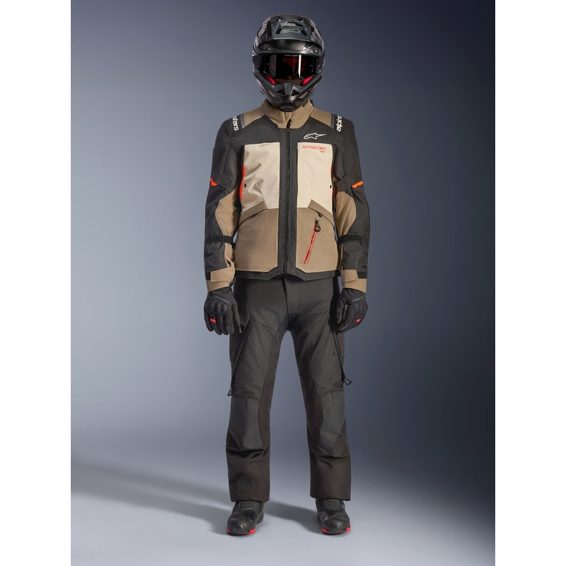 Μπουφάν μοτοσικλέτας Alpinestars Andes V4 Drystar, κρεμ-ανοιχτό καφέ-μαύρο-φλουορο-πορτοκαλί